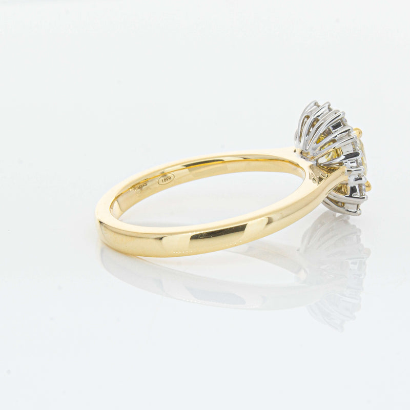 18ct Yellow Gold 1.23ct Cushion Cut Yellow Diamond Belle Ring-Ring-Walker & Hall