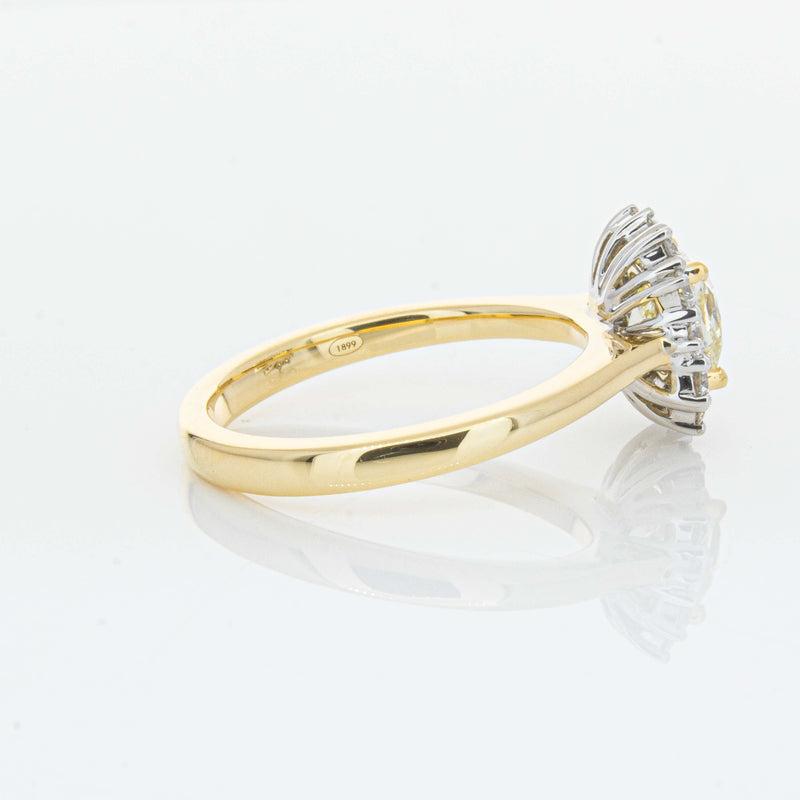 18ct Yellow Gold 1.23ct Cushion Cut Yellow Diamond Belle Ring-Ring-Walker & Hall