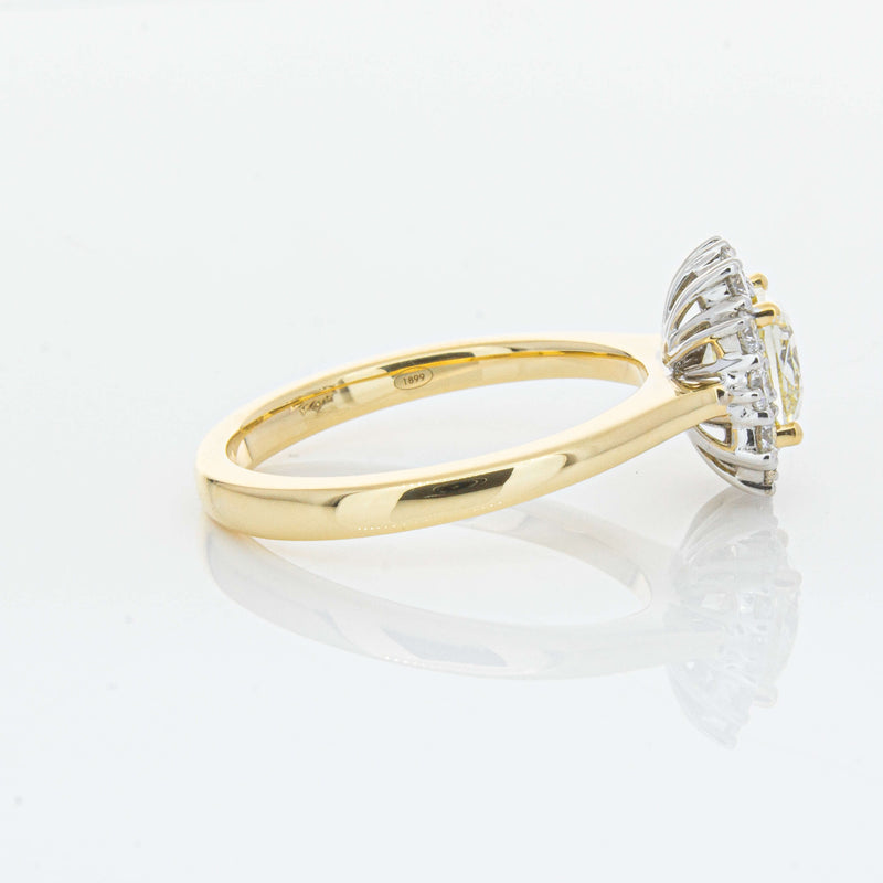 18ct Yellow Gold 1.23ct Cushion Cut Yellow Diamond Belle Ring-Ring-Walker & Hall