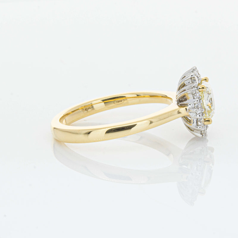 18ct Yellow Gold 1.23ct Cushion Cut Yellow Diamond Belle Ring-Ring-Walker & Hall