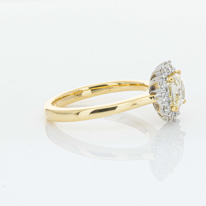 18ct Yellow Gold 1.23ct Cushion Cut Yellow Diamond Belle Ring-Ring-Walker & Hall