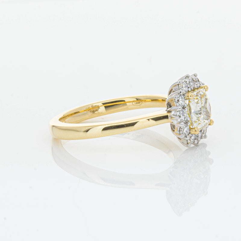18ct Yellow Gold 1.23ct Cushion Cut Yellow Diamond Belle Ring-Ring-Walker & Hall