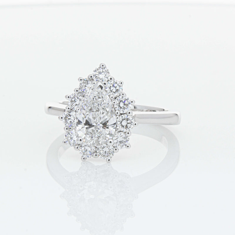 18ct White Gold Pear-Cut Diamond Belle Ring-Ring-Walker & Hall