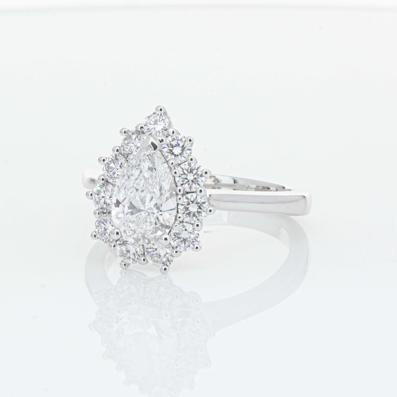 18ct White Gold Pear-Cut Diamond Belle Ring-Ring-Walker & Hall