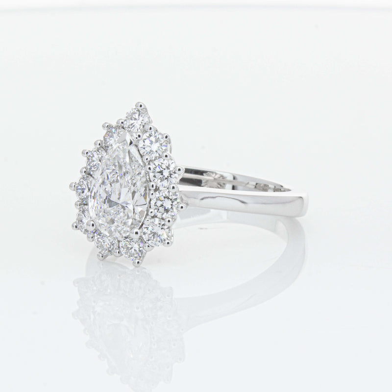 18ct White Gold Pear-Cut Diamond Belle Ring-Ring-Walker & Hall