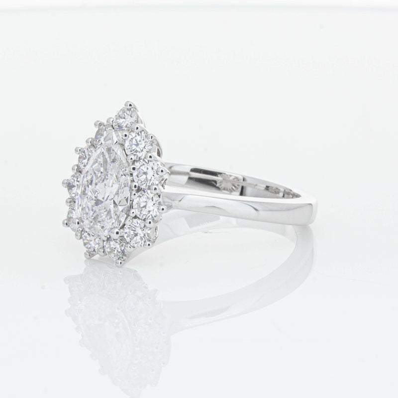18ct White Gold Pear-Cut Diamond Belle Ring-Ring-Walker & Hall