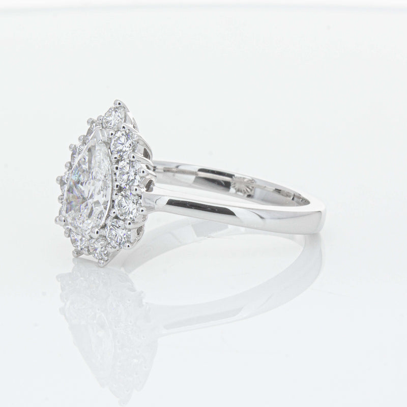 18ct White Gold Pear-Cut Diamond Belle Ring-Ring-Walker & Hall