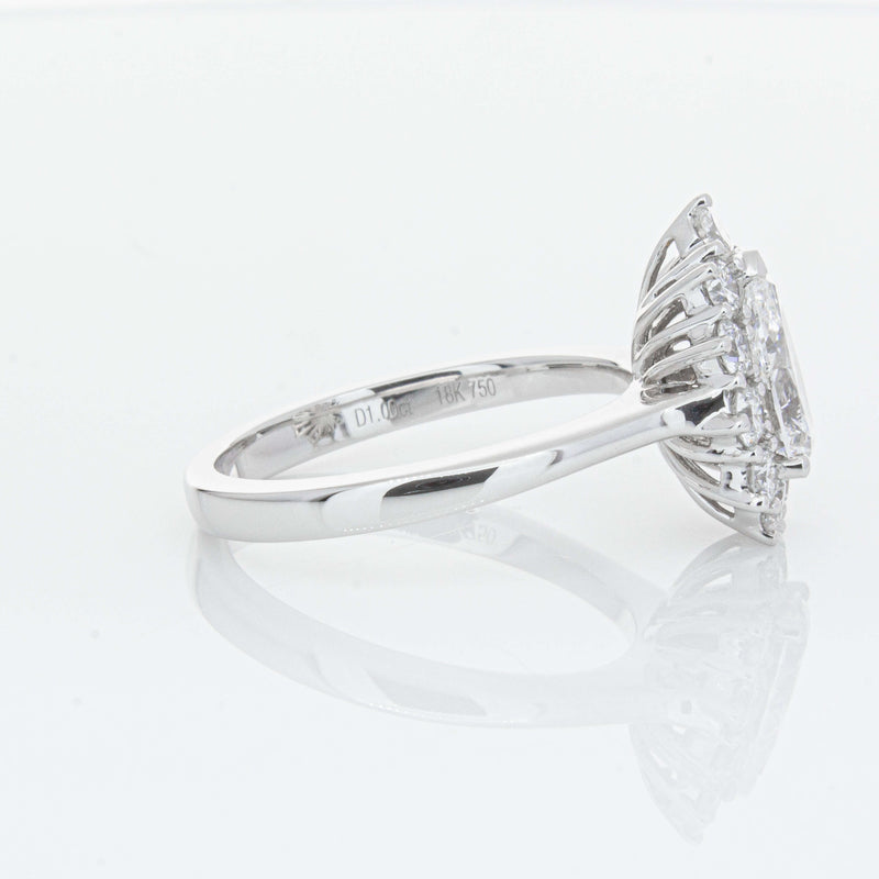 18ct White Gold Pear-Cut Diamond Belle Ring-Ring-Walker & Hall