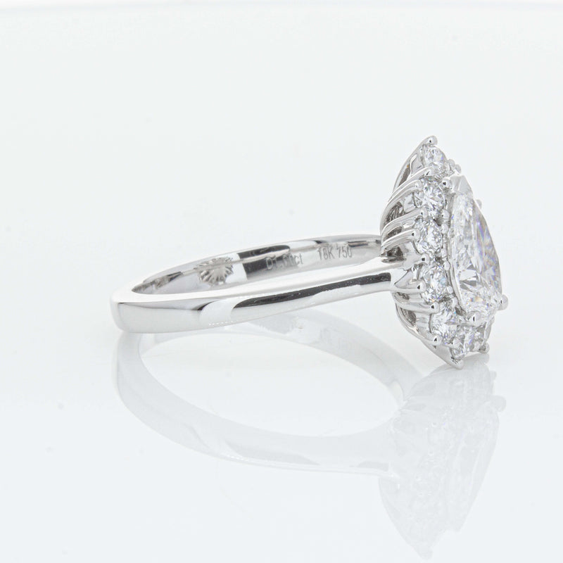 18ct White Gold Pear-Cut Diamond Belle Ring-Ring-Walker & Hall