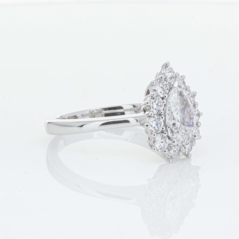 18ct White Gold Pear-Cut Diamond Belle Ring-Ring-Walker & Hall