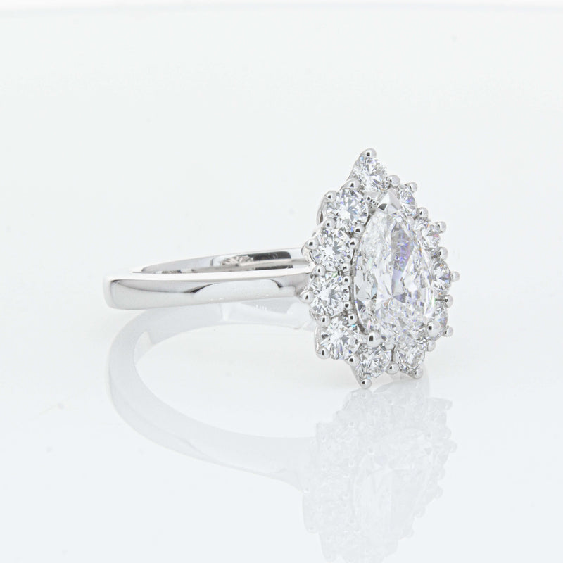18ct White Gold Pear-Cut Diamond Belle Ring-Ring-Walker & Hall