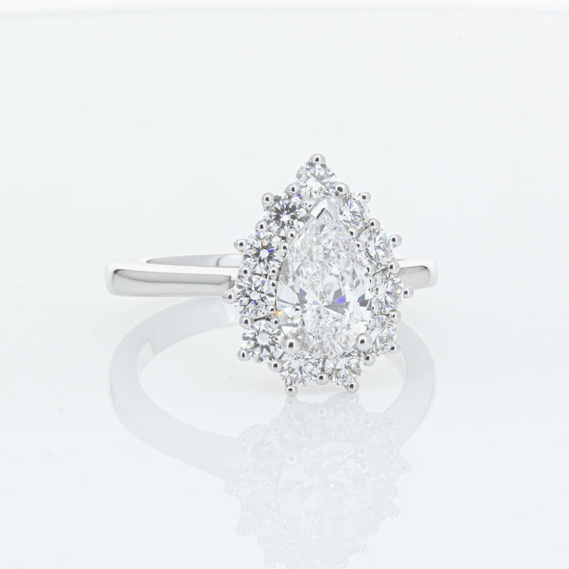 18ct White Gold Pear-Cut Diamond Belle Ring-Ring-Walker & Hall