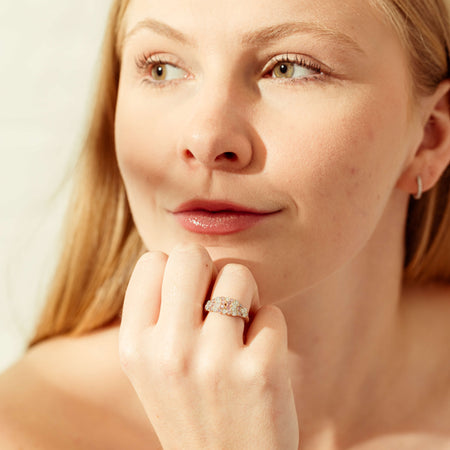 Deja Vu Platinum and Rose Gold Pink Diamond Ring-Ring-Walker & Hall