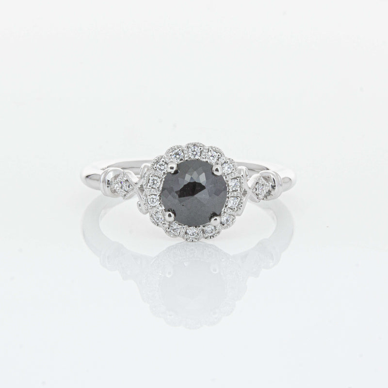 18ct White Gold .54ct Black Diamond Versailles Ring-Ring-Walker & Hall