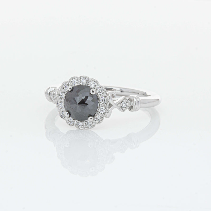 18ct White Gold .54ct Black Diamond Versailles Ring-Ring-Walker & Hall