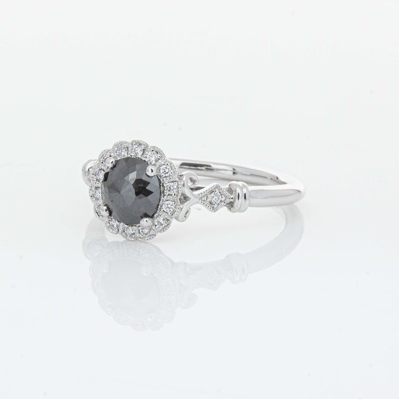 18ct White Gold .54ct Black Diamond Versailles Ring-Ring-Walker & Hall