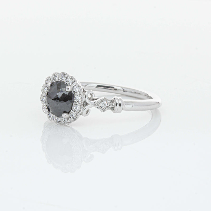18ct White Gold .54ct Black Diamond Versailles Ring-Ring-Walker & Hall
