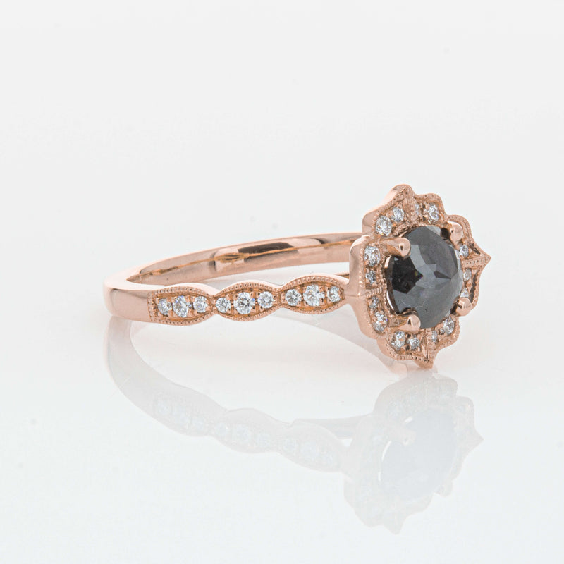 18ct Rose Gold .61ct Black Diamond Paramount Ring-Ring-Walker & Hall
