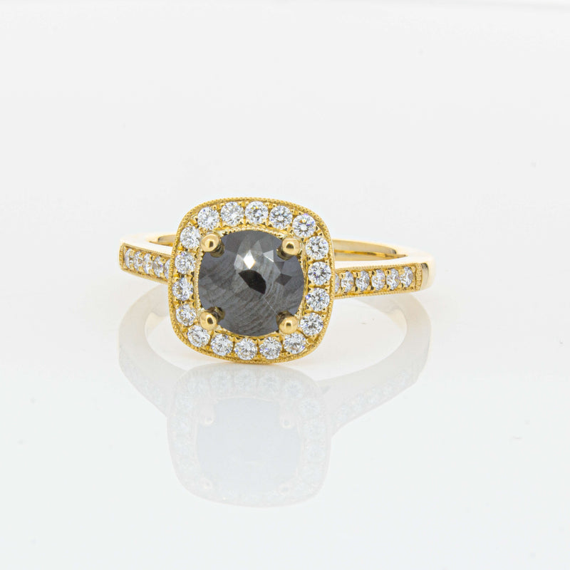 18ct Yellow Gold Black Diamond Aurora Ring-Ring-Walker & Hall