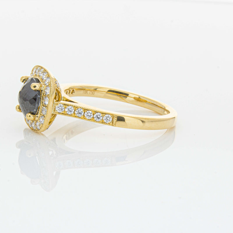 18ct Yellow Gold Black Diamond Aurora Ring-Ring-Walker & Hall
