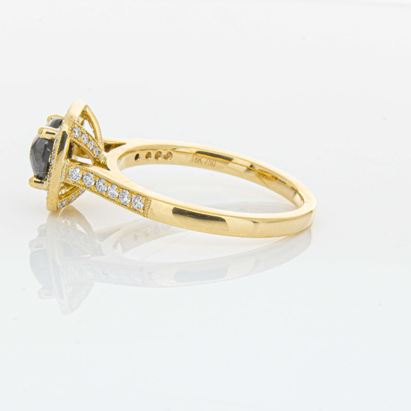 18ct Yellow Gold Black Diamond Aurora Ring-Ring-Walker & Hall
