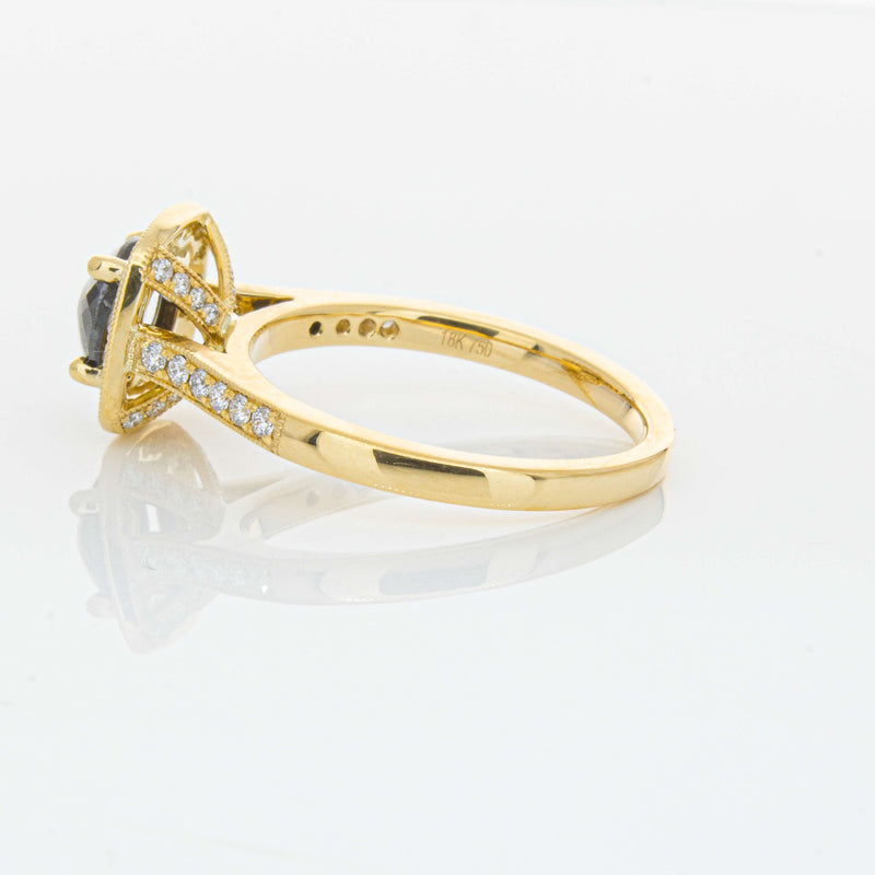 18ct Yellow Gold Black Diamond Aurora Ring-Ring-Walker & Hall
