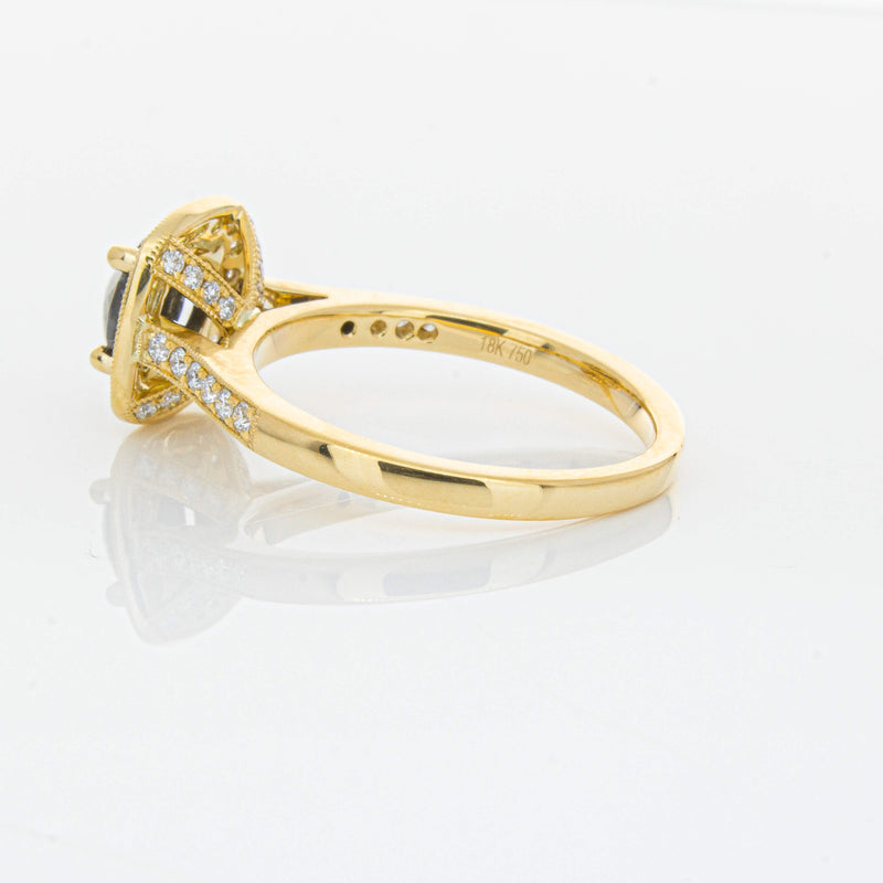 18ct Yellow Gold Black Diamond Aurora Ring-Ring-Walker & Hall