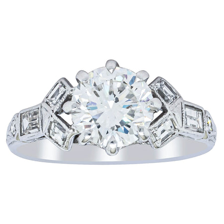 Vintage Platinum 1.31ct Diamond Ring-Ring-Walker & Hall