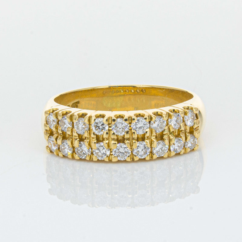 Deja Vu 18ct Yellow Gold .70ct Diamond Twin Row Ring-Ring-Walker & Hall