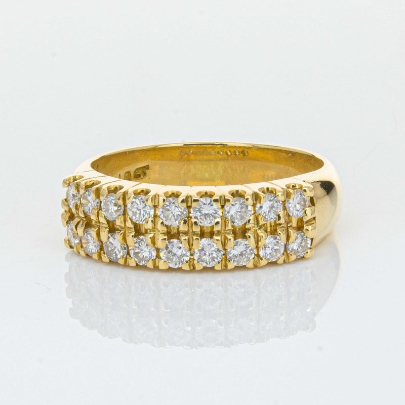 Deja Vu 18ct Yellow Gold .70ct Diamond Twin Row Ring-Ring-Walker & Hall