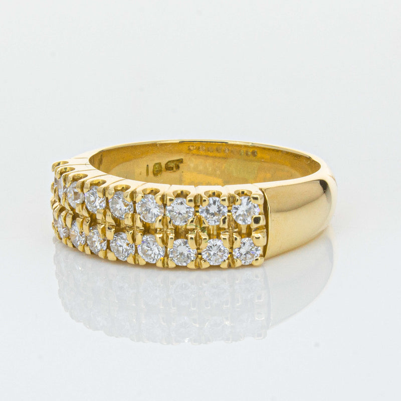 Deja Vu 18ct Yellow Gold .70ct Diamond Twin Row Ring-Ring-Walker & Hall