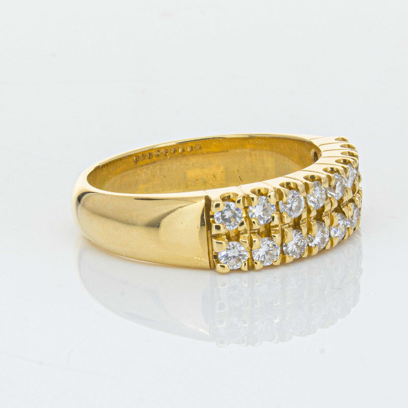 Deja Vu 18ct Yellow Gold .70ct Diamond Twin Row Ring-Ring-Walker & Hall
