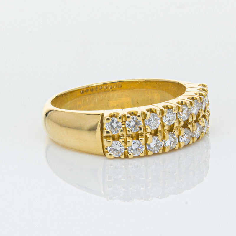 Deja Vu 18ct Yellow Gold .70ct Diamond Twin Row Ring-Ring-Walker & Hall