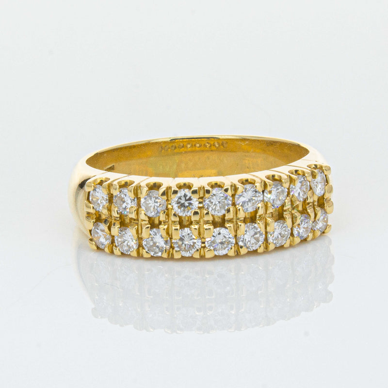 Deja Vu 18ct Yellow Gold .70ct Diamond Twin Row Ring-Ring-Walker & Hall