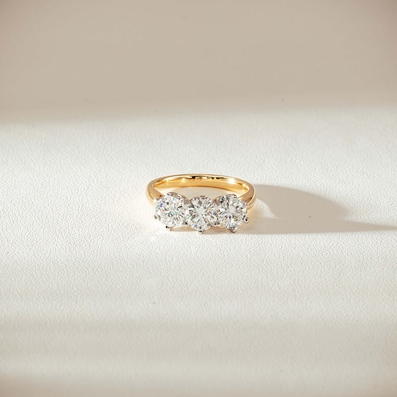18ct Yellow Gold 2.16ct Diamond Trilogy Ring-Ring-Walker & Hall