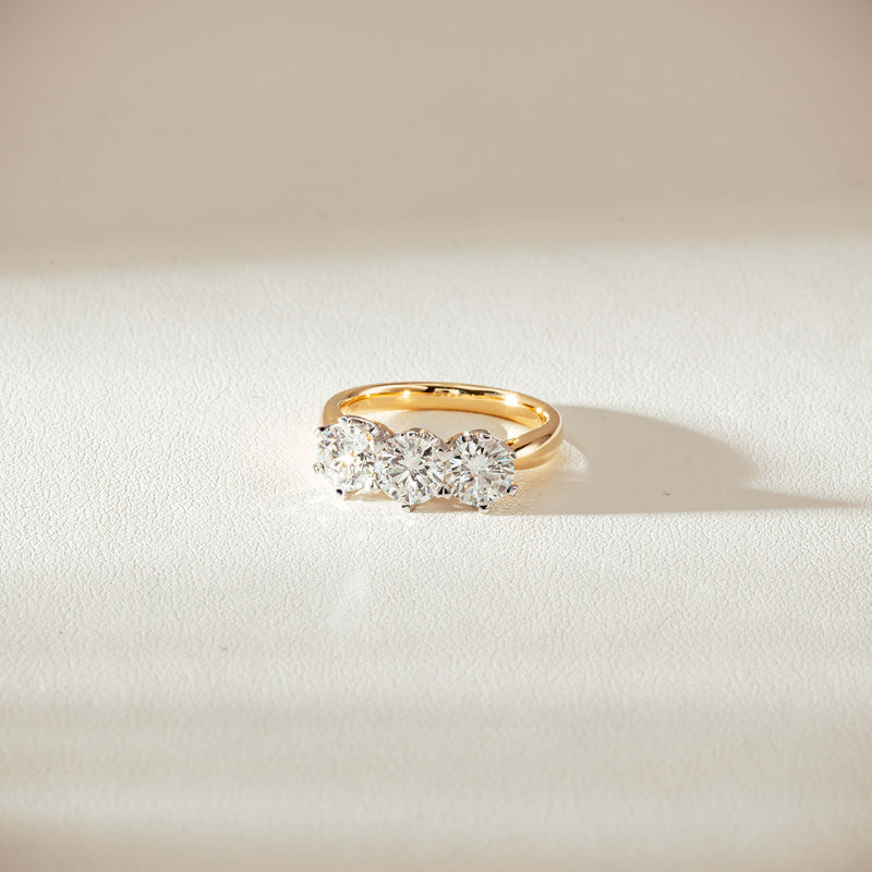 18ct Yellow Gold 2.16ct Diamond Trilogy Ring-Ring-Walker & Hall