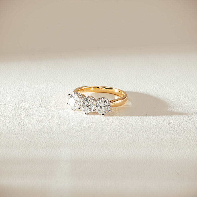 18ct Yellow Gold 2.16ct Diamond Trilogy Ring-Ring-Walker & Hall