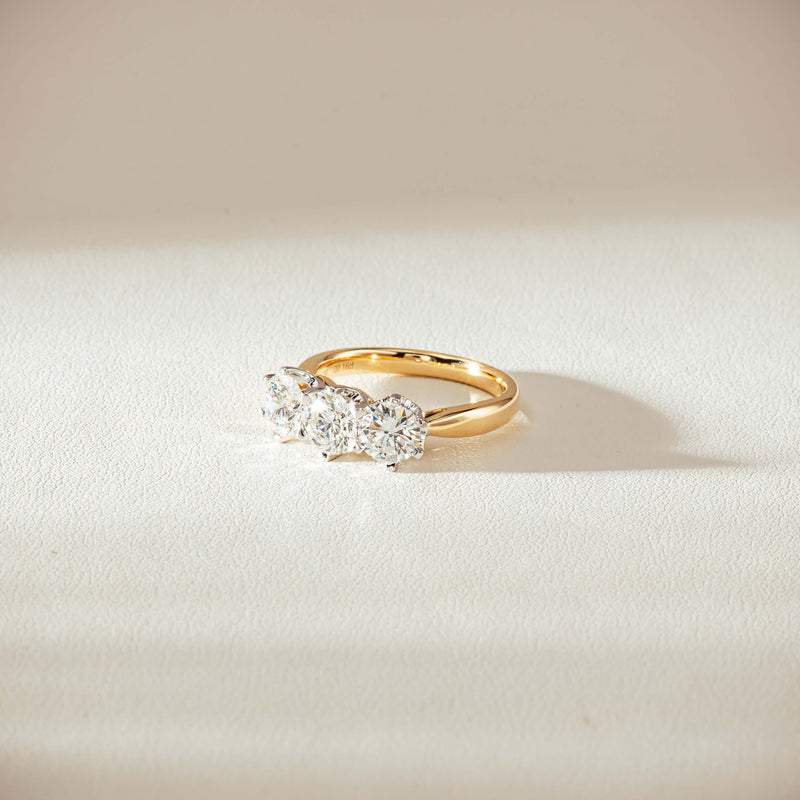 18ct Yellow Gold 2.16ct Diamond Trilogy Ring-Ring-Walker & Hall