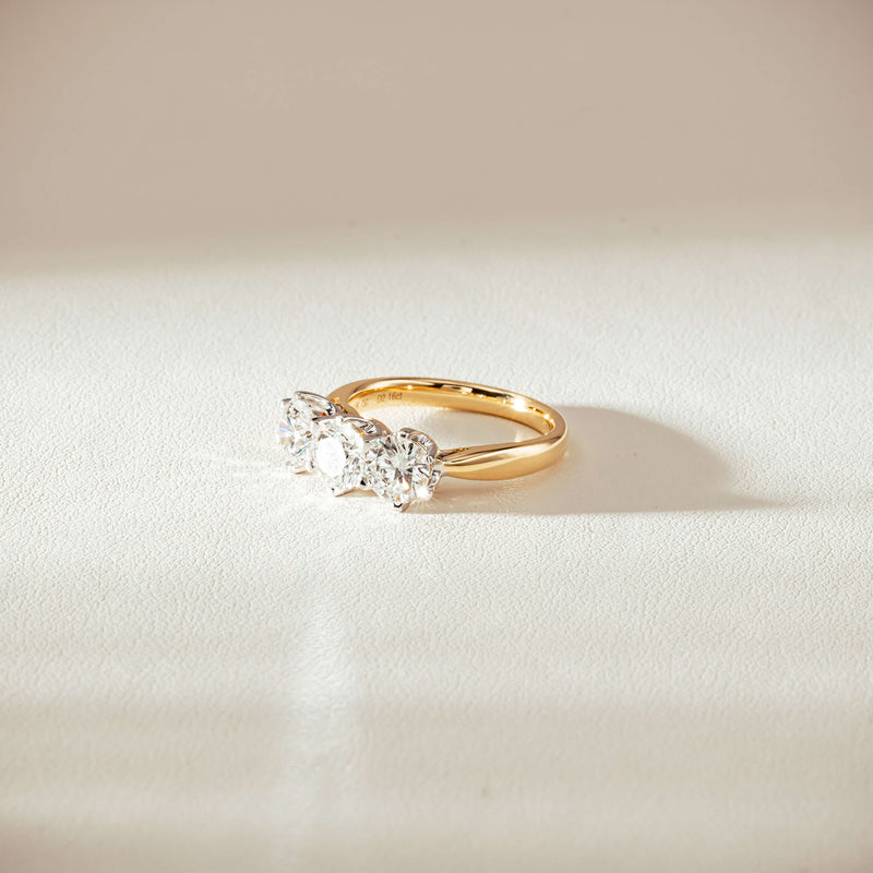 18ct Yellow Gold 2.16ct Diamond Trilogy Ring-Ring-Walker & Hall