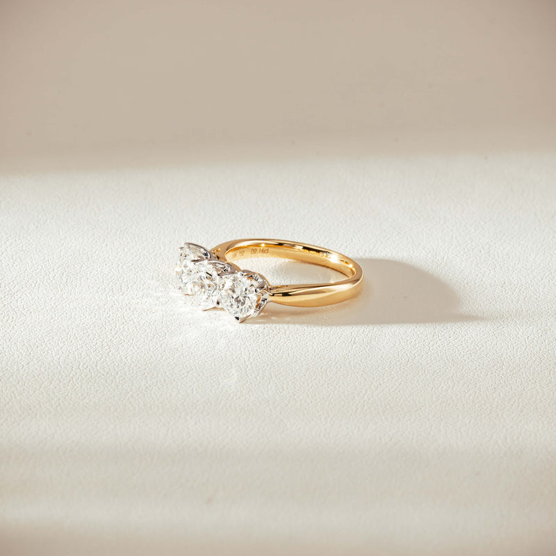 18ct Yellow Gold 2.16ct Diamond Trilogy Ring-Ring-Walker & Hall