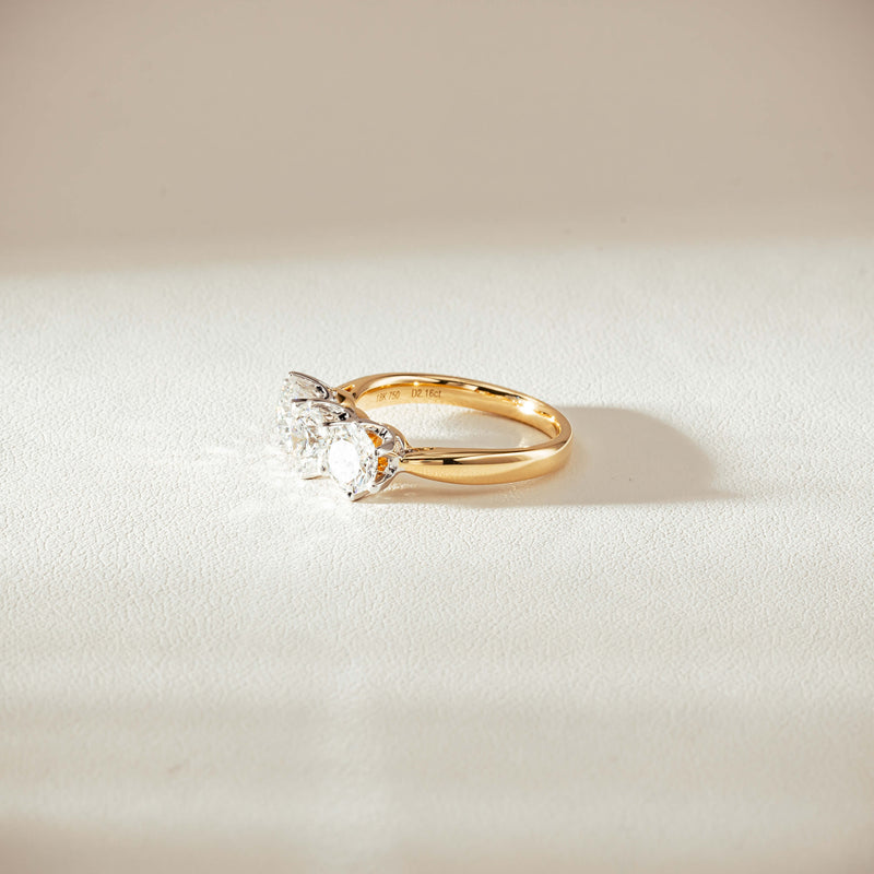 18ct Yellow Gold 2.16ct Diamond Trilogy Ring-Ring-Walker & Hall