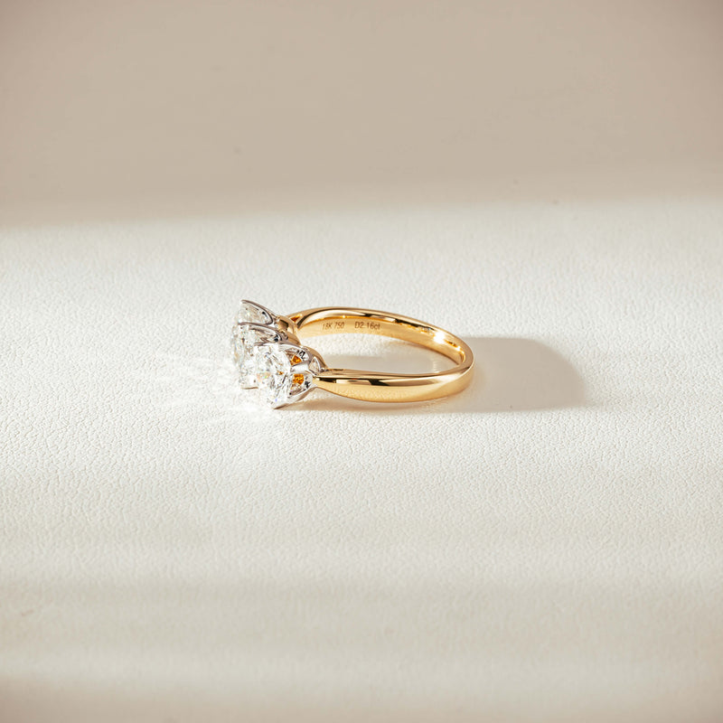 18ct Yellow Gold 2.16ct Diamond Trilogy Ring-Ring-Walker & Hall
