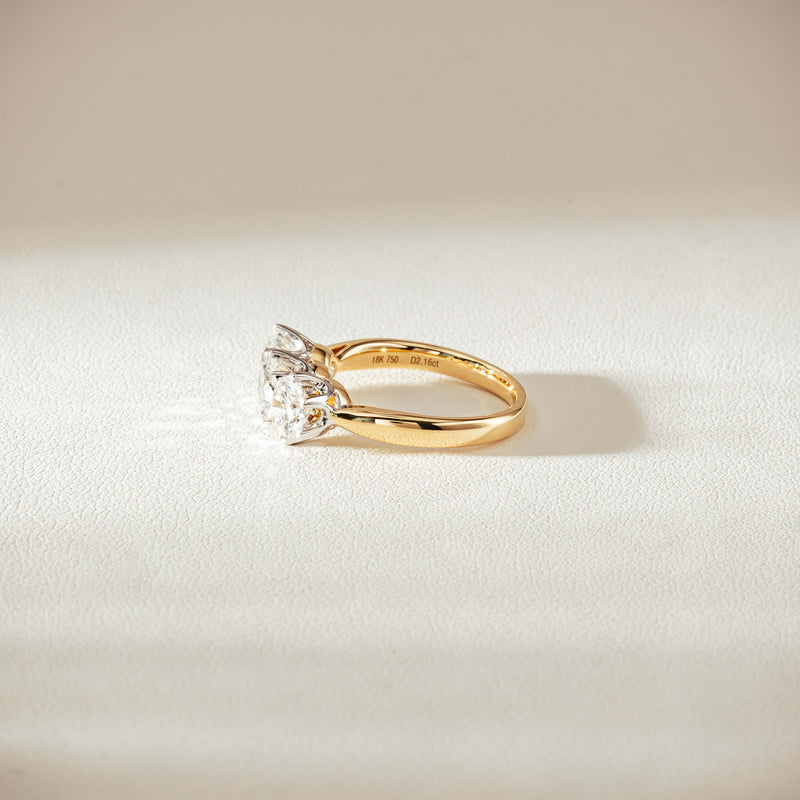 18ct Yellow Gold 2.16ct Diamond Trilogy Ring-Ring-Walker & Hall