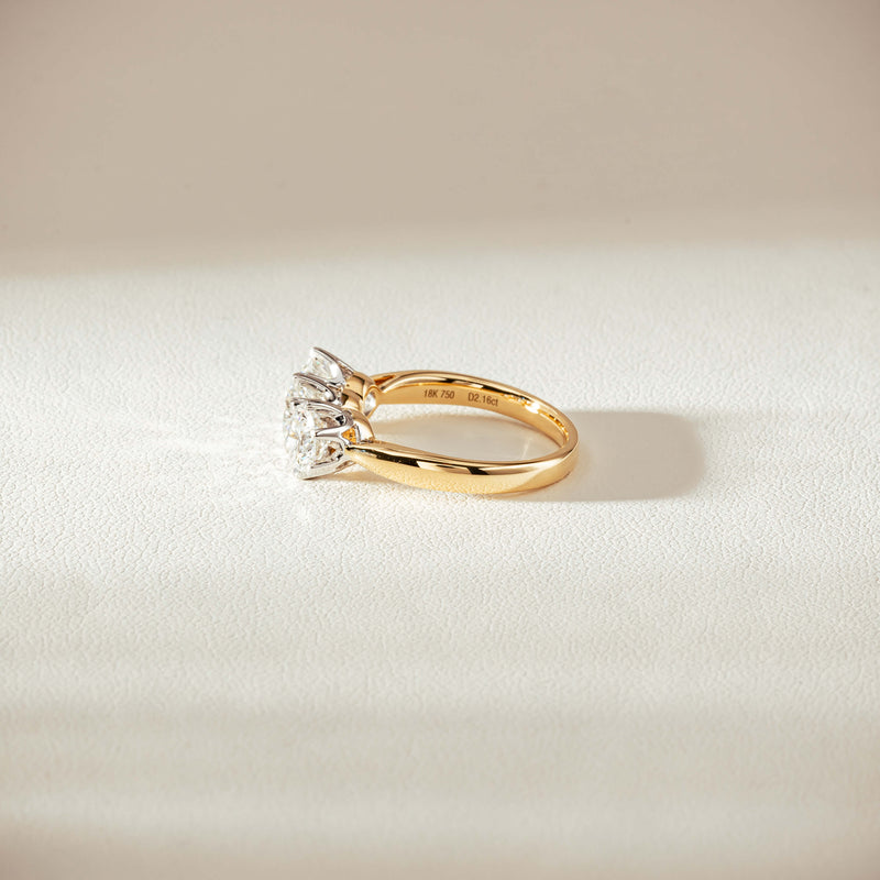 18ct Yellow Gold 2.16ct Diamond Trilogy Ring-Ring-Walker & Hall