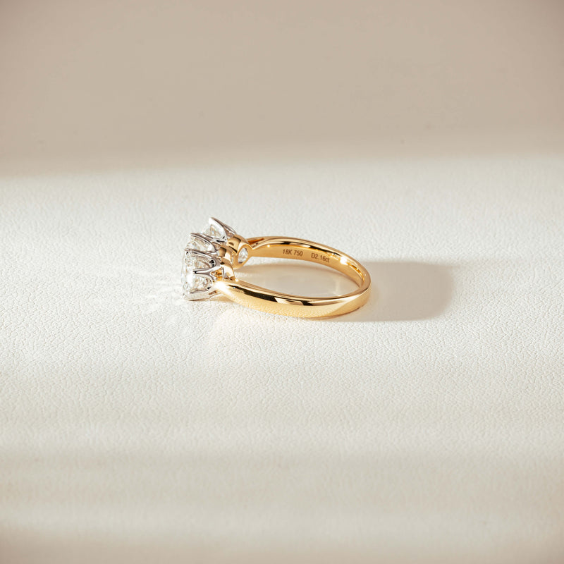 18ct Yellow Gold 2.16ct Diamond Trilogy Ring-Ring-Walker & Hall