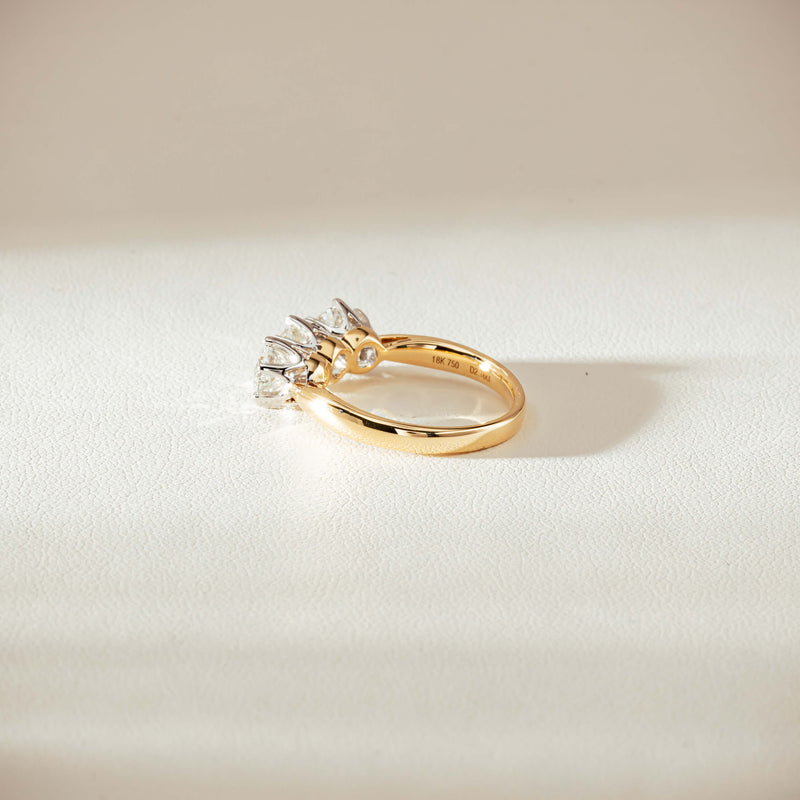 18ct Yellow Gold 2.16ct Diamond Trilogy Ring-Ring-Walker & Hall