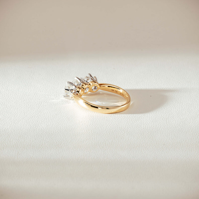 18ct Yellow Gold 2.16ct Diamond Trilogy Ring-Ring-Walker & Hall