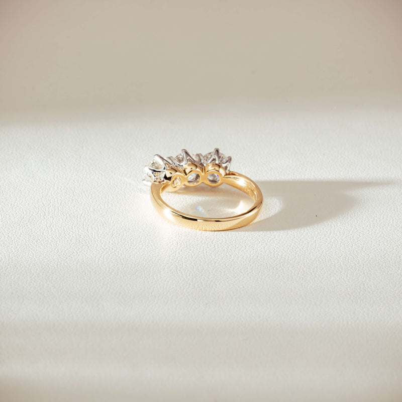 18ct Yellow Gold 2.16ct Diamond Trilogy Ring-Ring-Walker & Hall