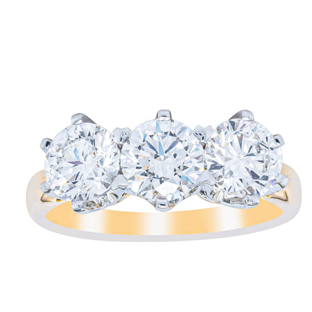18ct Yellow Gold 2.16ct Diamond Trilogy Ring-Ring-Walker & Hall
