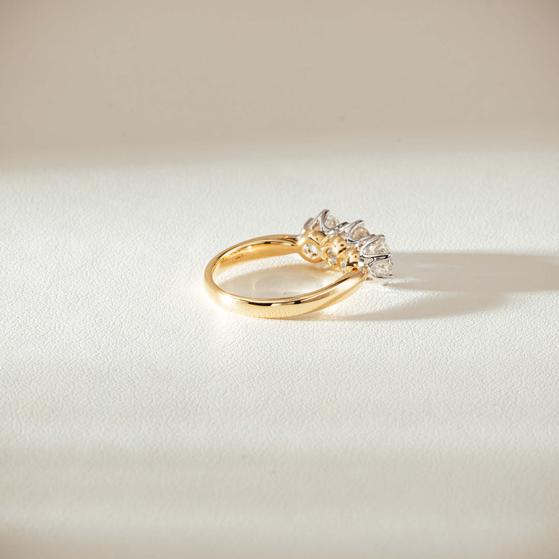 18ct Yellow Gold 2.16ct Diamond Trilogy Ring-Ring-Walker & Hall